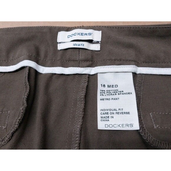 Dockers Ideal Fit Chino Metro Pants Women Size 16 Medium Brown Pockets Comfy Mom - Picture 3 of 13